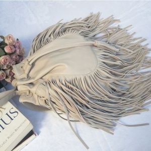 Forever 21 Natural Fringed Faux Leather Backpack